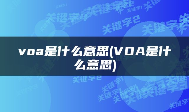voa是什么意思(VOA是什么意思)
