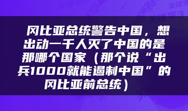  冈比亚总统警告中国，想出动一千人灭了中国的是那哪个国家（那个说“出兵1000就能遏制中国”的冈比亚前总统） 