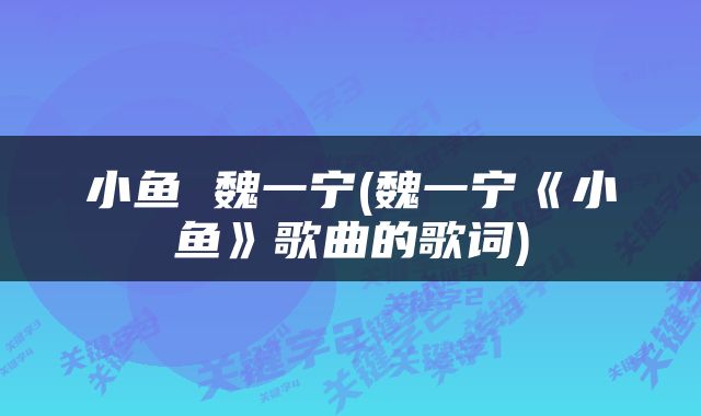 小鱼 魏一宁(魏一宁《小鱼》歌曲的歌词)
