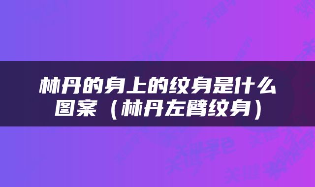 林丹的身上的纹身是什么图案（林丹左臂纹身）