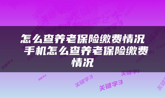 怎么查养老保险缴费情况 手机怎么查养老保险缴费情况