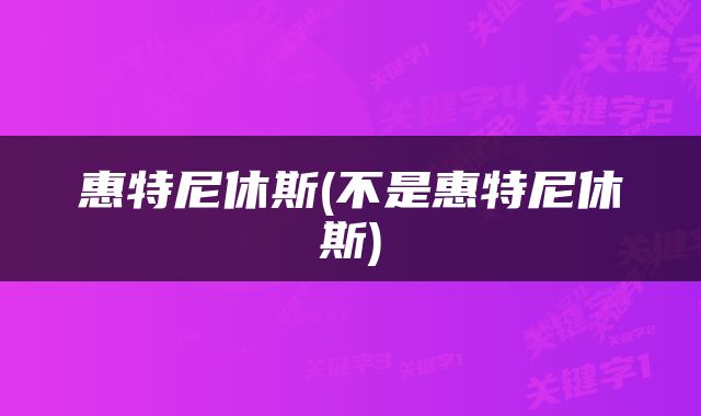 惠特尼休斯(不是惠特尼休斯)