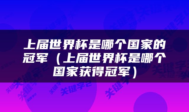 上届世界杯是哪个国家的冠军（上届世界杯是哪个国家获得冠军）