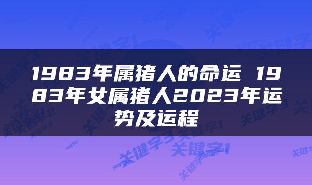 1983年属猪人的命运 1983年女属猪人2023年运势及运程