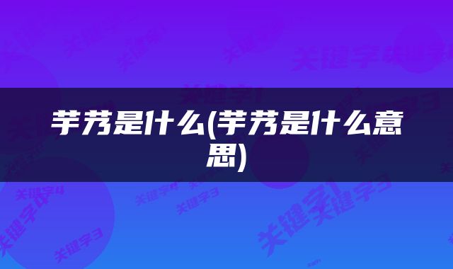芋艿是什么(芋艿是什么意思)