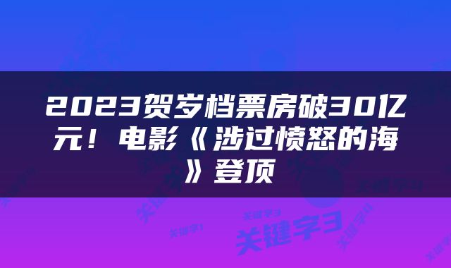 2023贺岁档票房破30亿元!电影《涉过愤怒的海》登顶