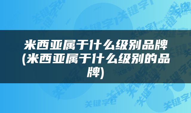 米西亚属于什么级别品牌(米西亚属于什么级别的品牌)