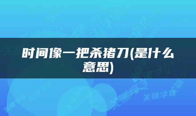 时间像一把杀猪刀(是什么意思)