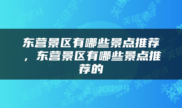 东营景区有哪些景点推荐，东营景区有哪些景点推荐的