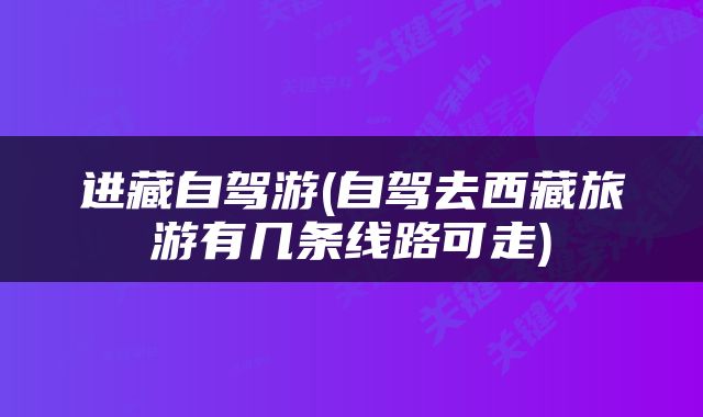 进藏自驾游(自驾去西藏旅游有几条线路可走)
