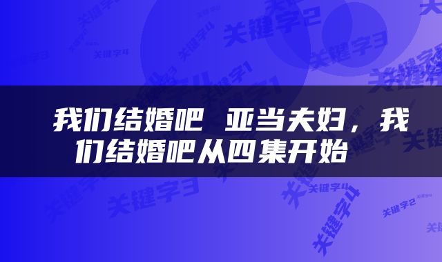 我们结婚吧 亚当夫妇，我们结婚吧从四集开始 