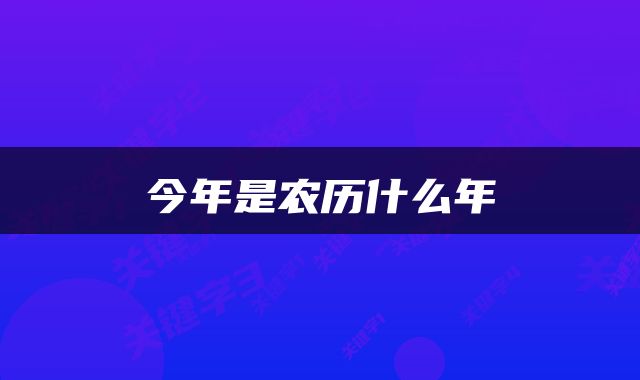 今年是农历什么年