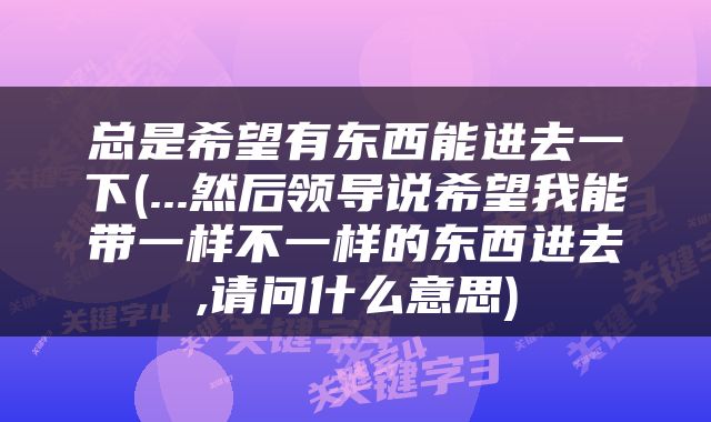 总是希望有东西能进去一下(...然后领导说希望我能带一样不一样的东西进去,请问什么意思)