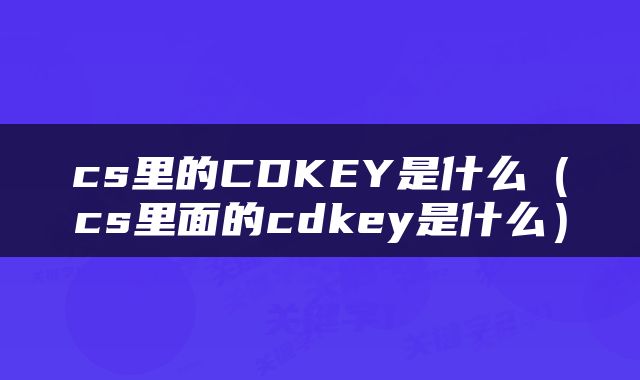cs里的CDKEY是什么（cs里面的cdkey是什么）