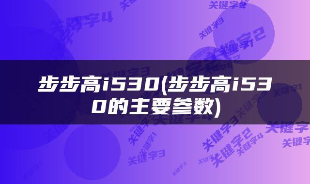 步步高i530(步步高i530的主要参数)