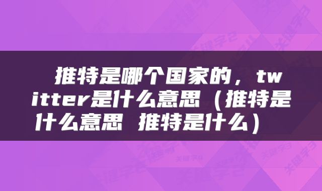  推特是哪个国家的，twitter是什么意思（推特是什么意思 推特是什么） 