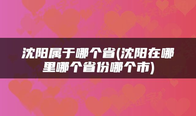 沈阳属于哪个省(沈阳在哪里哪个省份哪个市)