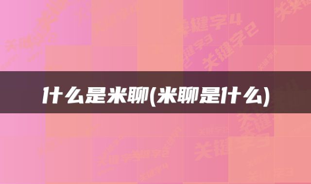 什么是米聊(米聊是什么)