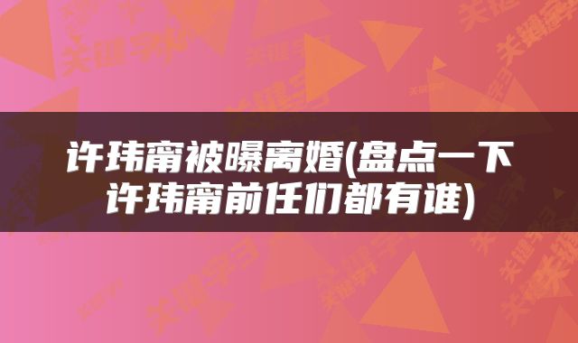 许玮甯被曝离婚(盘点一下许玮甯前任们都有谁)
