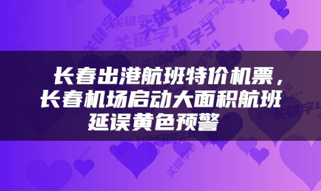  长春出港航班特价机票，长春机场启动大面积航班延误黄色预警 