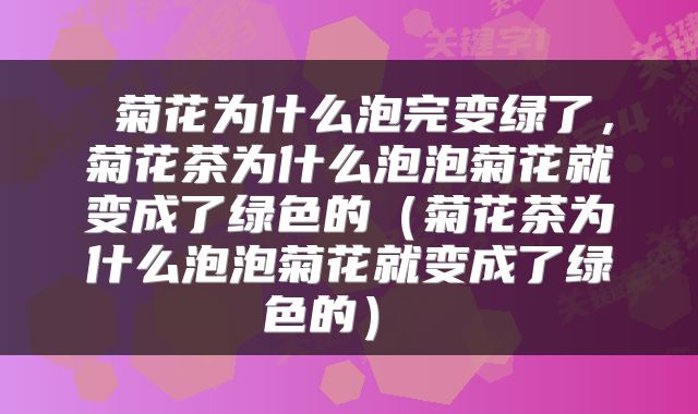  菊花为什么泡完变绿了，菊花茶为什么泡泡菊花就变成了绿色的（菊花茶为什么泡泡菊花就变成了绿色的） 