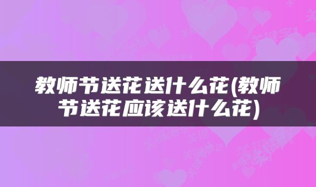 教师节送花送什么花(教师节送花应该送什么花)