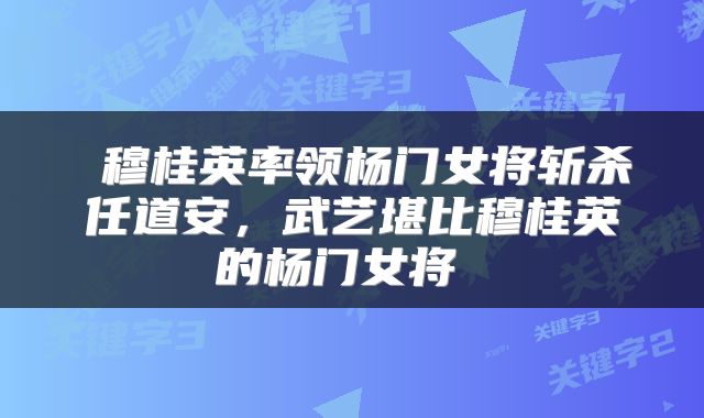  穆桂英率领杨门女将斩杀任道安，武艺堪比穆桂英的杨门女将 