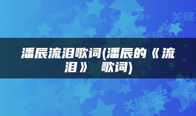 潘辰流泪歌词(潘辰的《流泪》 歌词)