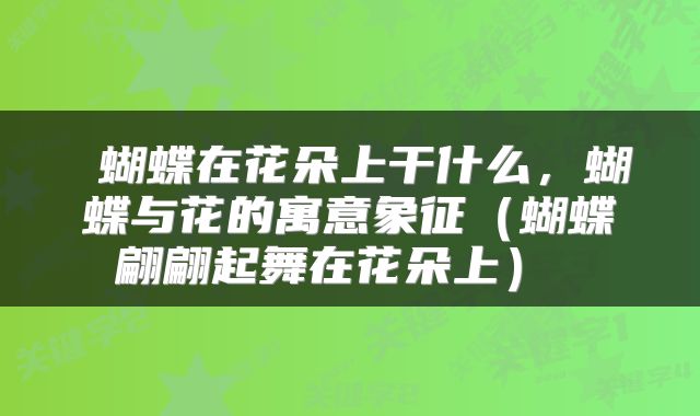  蝴蝶在花朵上干什么，蝴蝶与花的寓意象征（蝴蝶翩翩起舞在花朵上） 