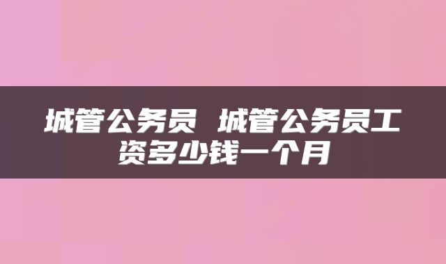 城管公务员 城管公务员工资多少钱一个月