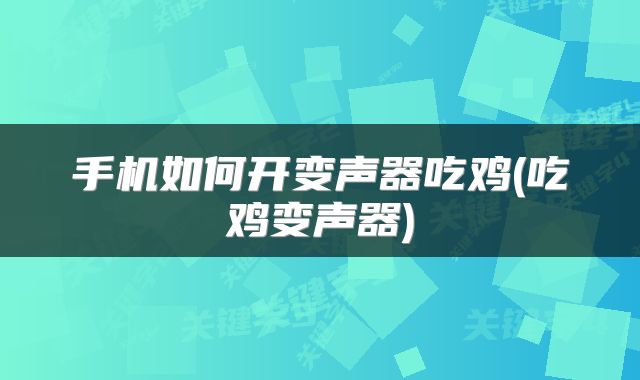手机如何开变声器吃鸡(吃鸡变声器)