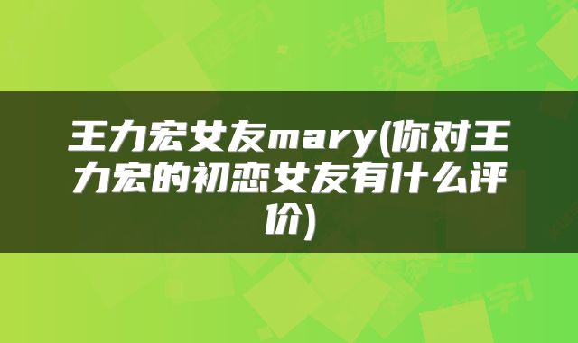 王力宏女友mary(你对王力宏的初恋女友有什么评价)
