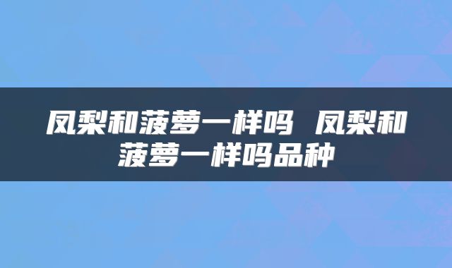 凤梨和菠萝一样吗 凤梨和菠萝一样吗品种