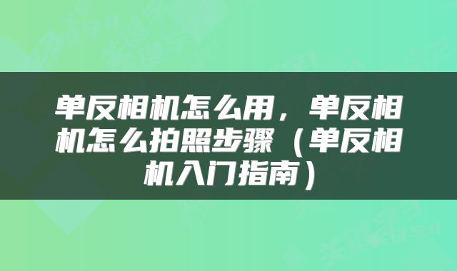 单反相机怎么用，单反相机怎么拍照步骤（单反相机入门指南）
