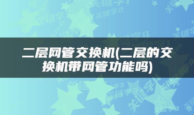 二层网管交换机(二层的交换机带网管功能吗)