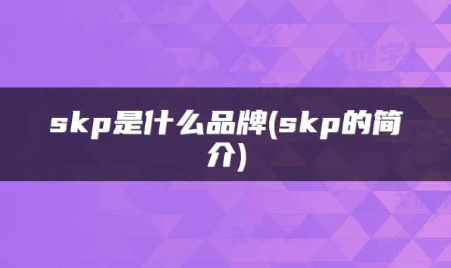 skp是什么品牌(skp的简介)