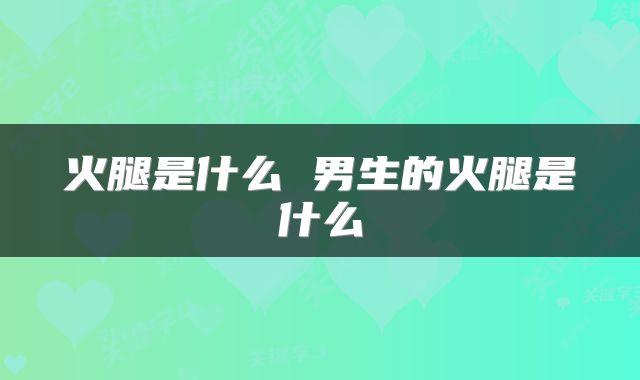 火腿是什么 男生的火腿是什么