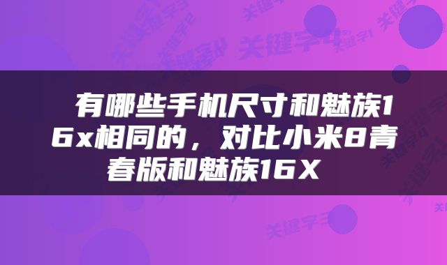  有哪些手机尺寸和魅族16x相同的，对比小米8青春版和魅族16X 