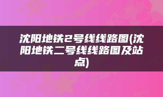 沈阳地铁2号线线路图(沈阳地铁二号线线路图及站点)