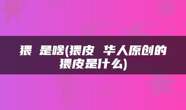 猥䙝是啥(猥皮 华人原创的猥皮是什么)
