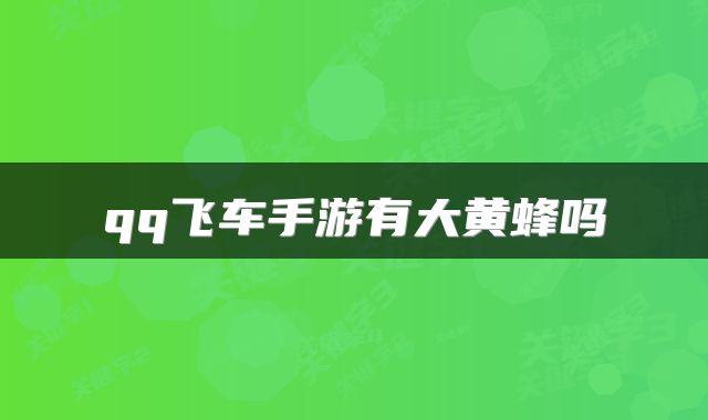 qq飞车手游有大黄蜂吗