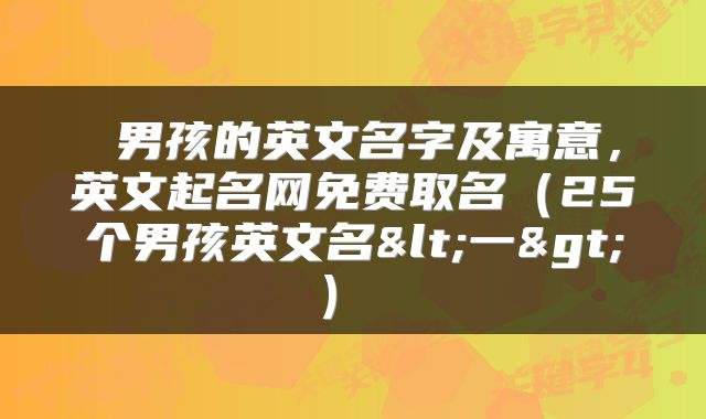  男孩的英文名字及寓意，英文起名网免费取名（25个男孩英文名<一>） 