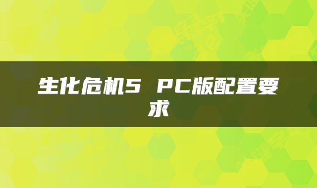 生化危机5 PC版配置要求