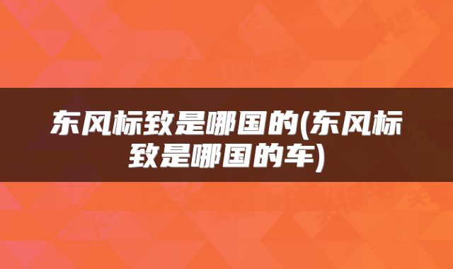 东风标致是哪国的(东风标致是哪国的车)