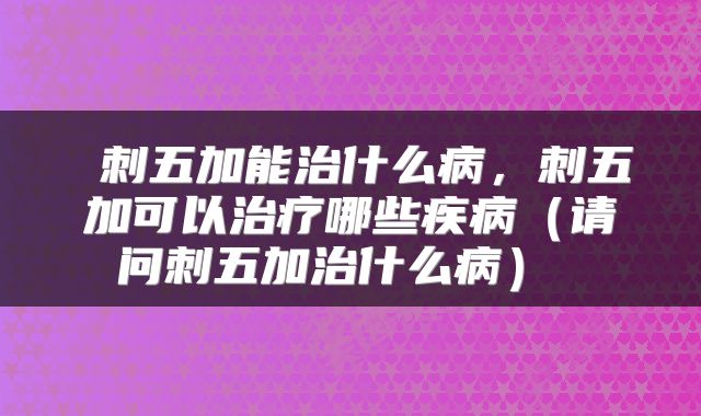  刺五加能治什么病，刺五加可以治疗哪些疾病（请问刺五加治什么病） 