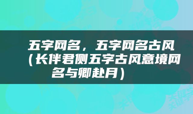 五字网名,五字网名古风(长伴君侧五字古风意境网名与卿赴月)
