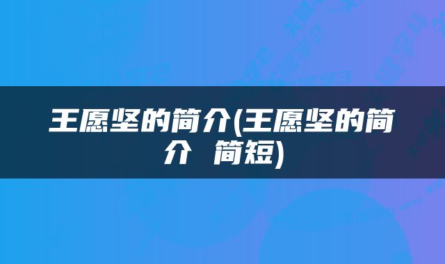 王愿坚的简介(王愿坚的简介 简短)
