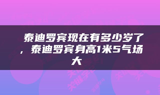  泰迪罗宾现在有多少岁了，泰迪罗宾身高1米5气场大 