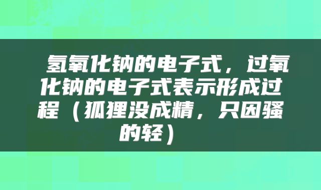  氢氧化钠的电子式，过氧化钠的电子式表示形成过程（狐狸没成精，只因骚的轻） 