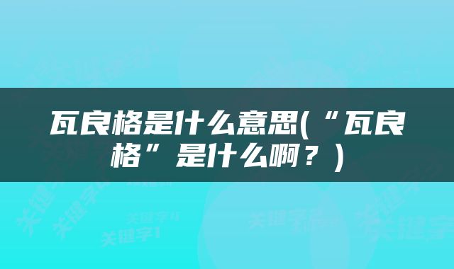 瓦良格是什么意思(“瓦良格”是什么啊﹖)